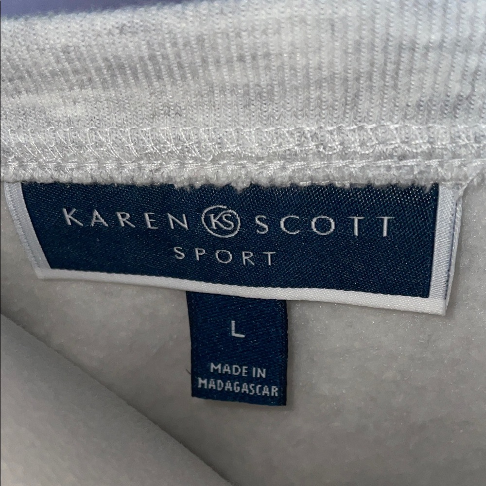 Karen Scott Gray and Purple Crew Neck Sweatshirt - Picture 2 of 3